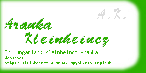 aranka kleinheincz business card